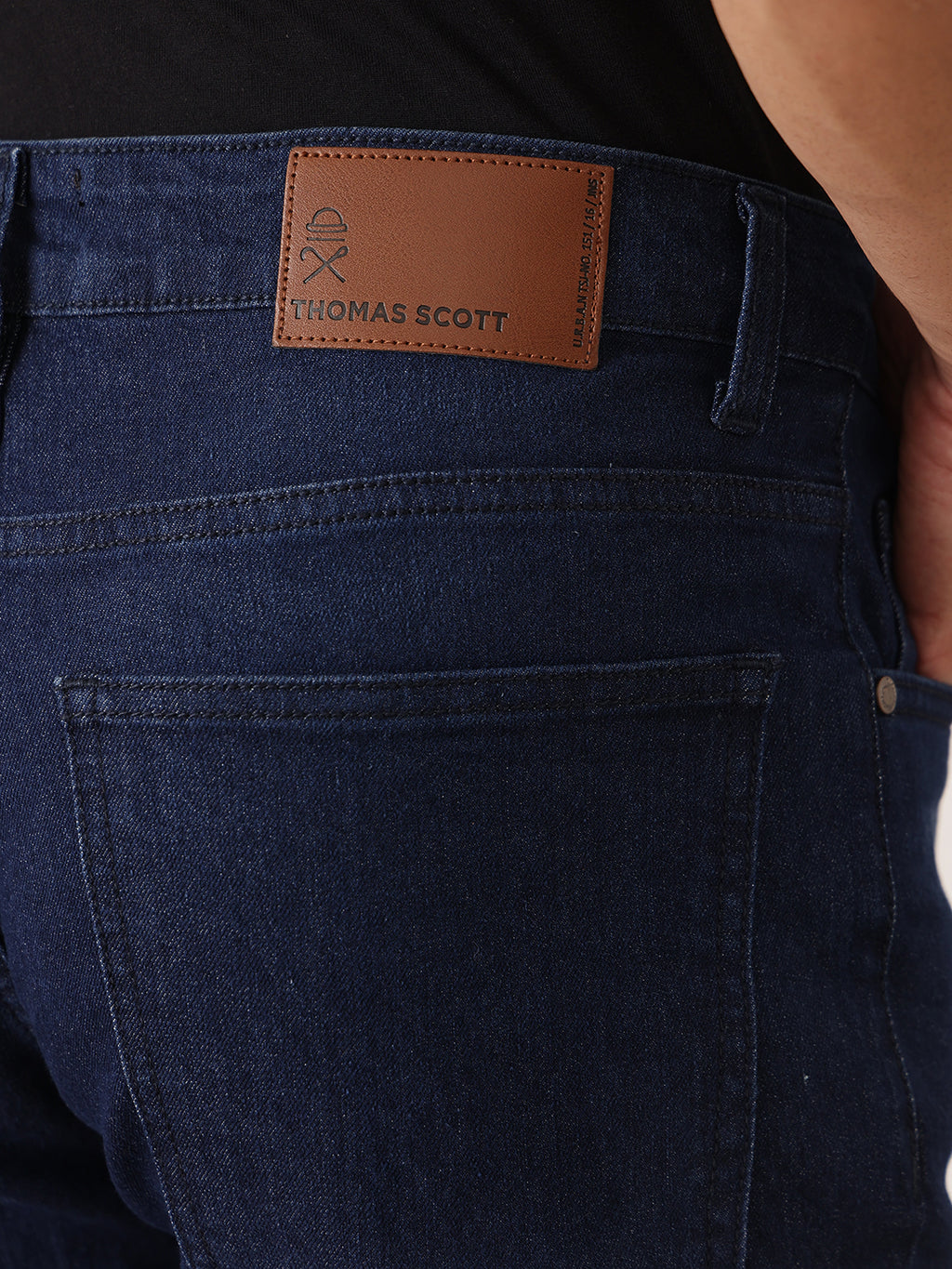 Thomas Scott Men Dark Blue Smart Slim Fit Mid-Rise Light Fade Clean Look Stretchable Jeans