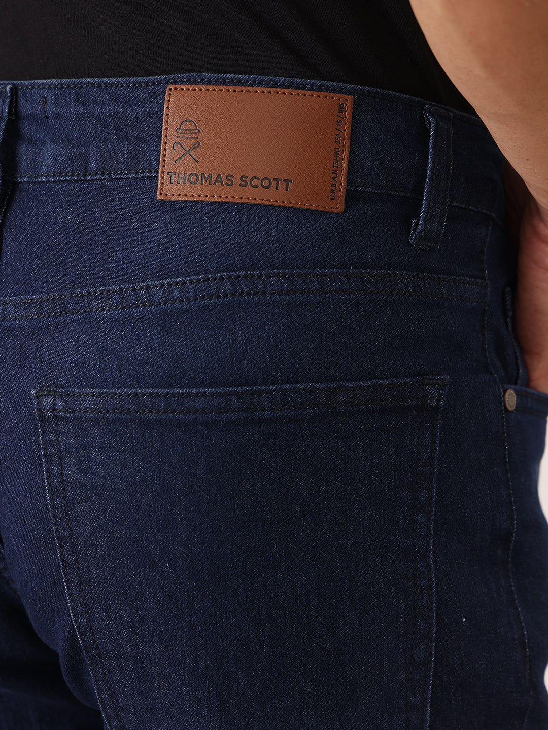 Thomas Scott Men Dark Blue Smart Slim Fit Mid-Rise Light Fade Clean Look Stretchable Jeans