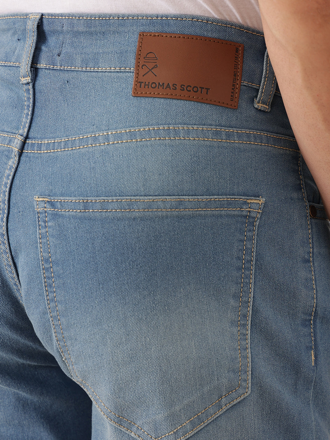 Thomas Scott Men Mid Blue Smart Skinny Fit Mid-Rise Clean Look Stretchable Jeans