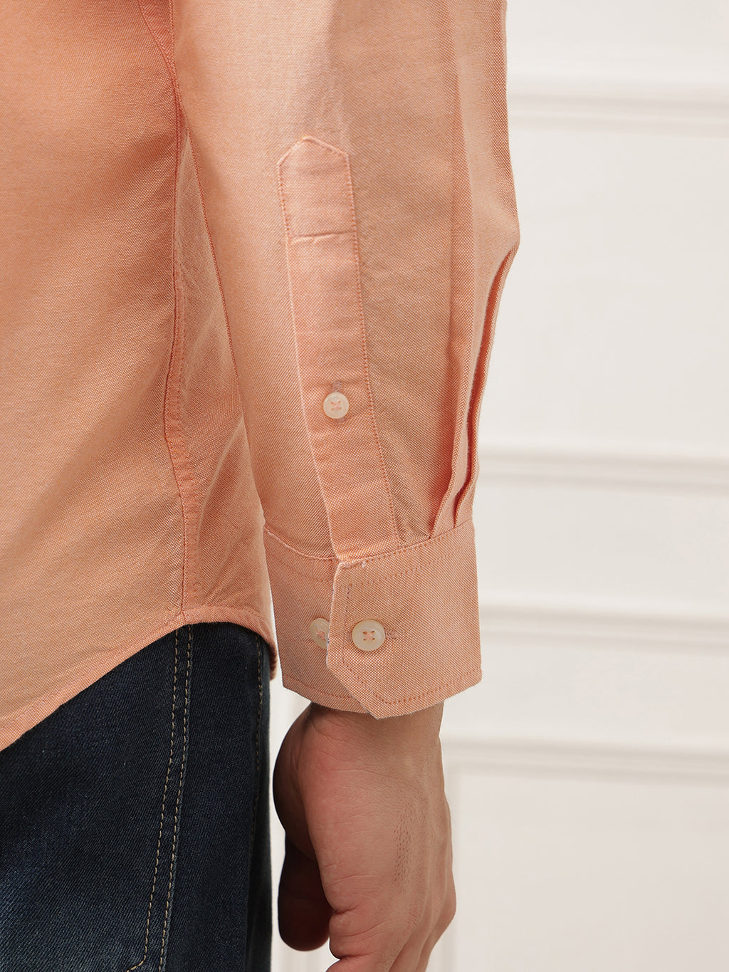 Thomas Scott Men Orange 2 Premium Regular Fit Button-Down Collar Solid Pure Cotton Casual Shirt