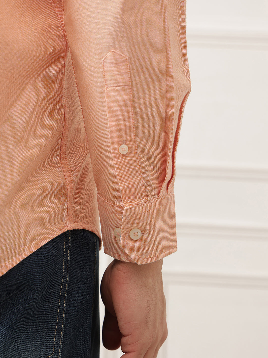 Thomas Scott Men Orange 2 Premium Regular Fit Button-Down Collar Solid Pure Cotton Casual Shirt