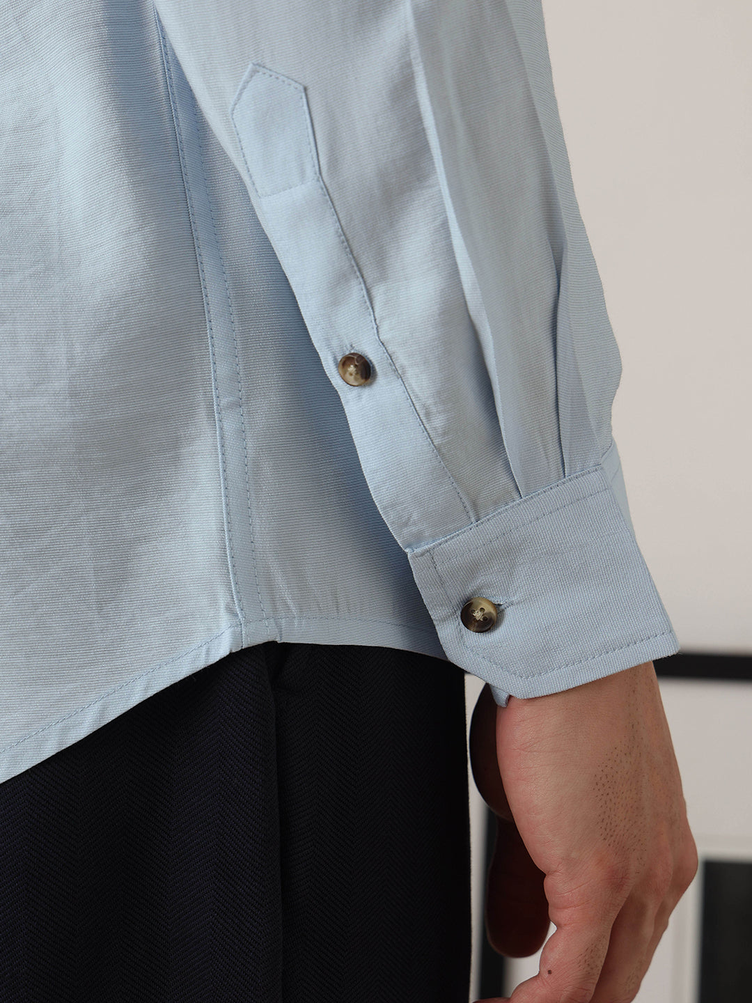 Thomas Scott Men Sky Blue Premium Slim Fit Long Sleeves Semi Cutaway Collar Casual Shirt