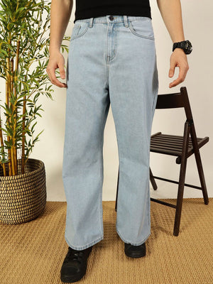 Blue Classic Bootcut Fit Clean Look Non Stretchable Jeans For Men