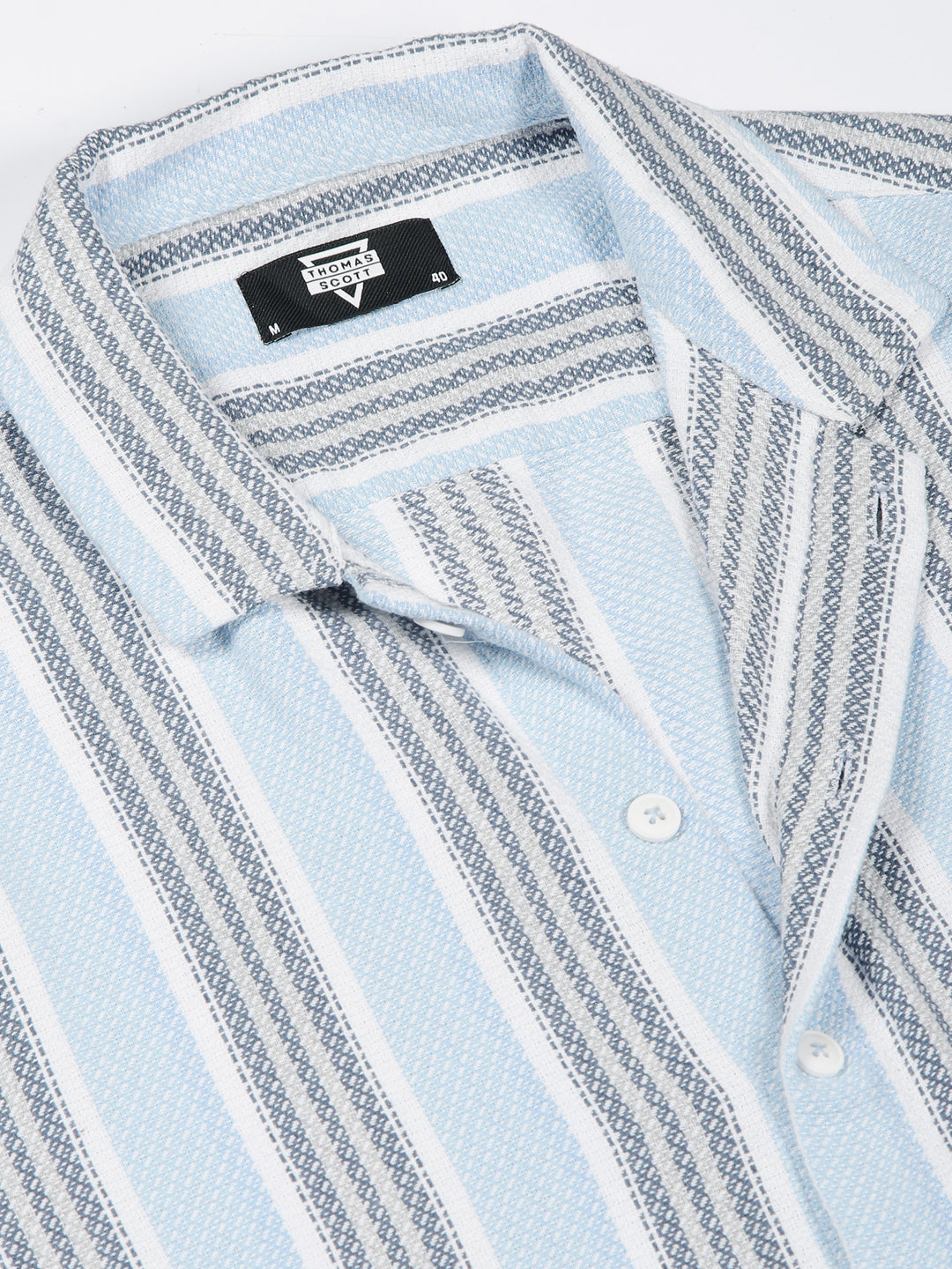 Thomas Scott Men Premium Slim Fit Opaque Striped Casual Shirt