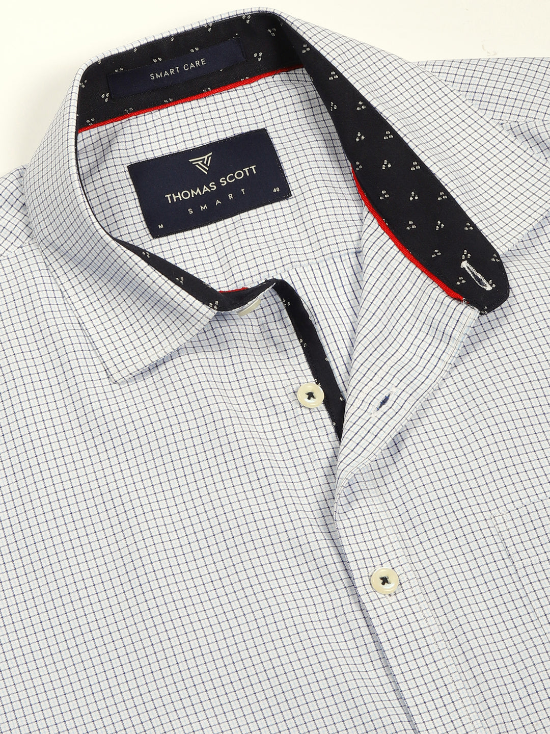 Thomas Scott Men Smart Gingham Checks Opaque Checked Formal Shirt