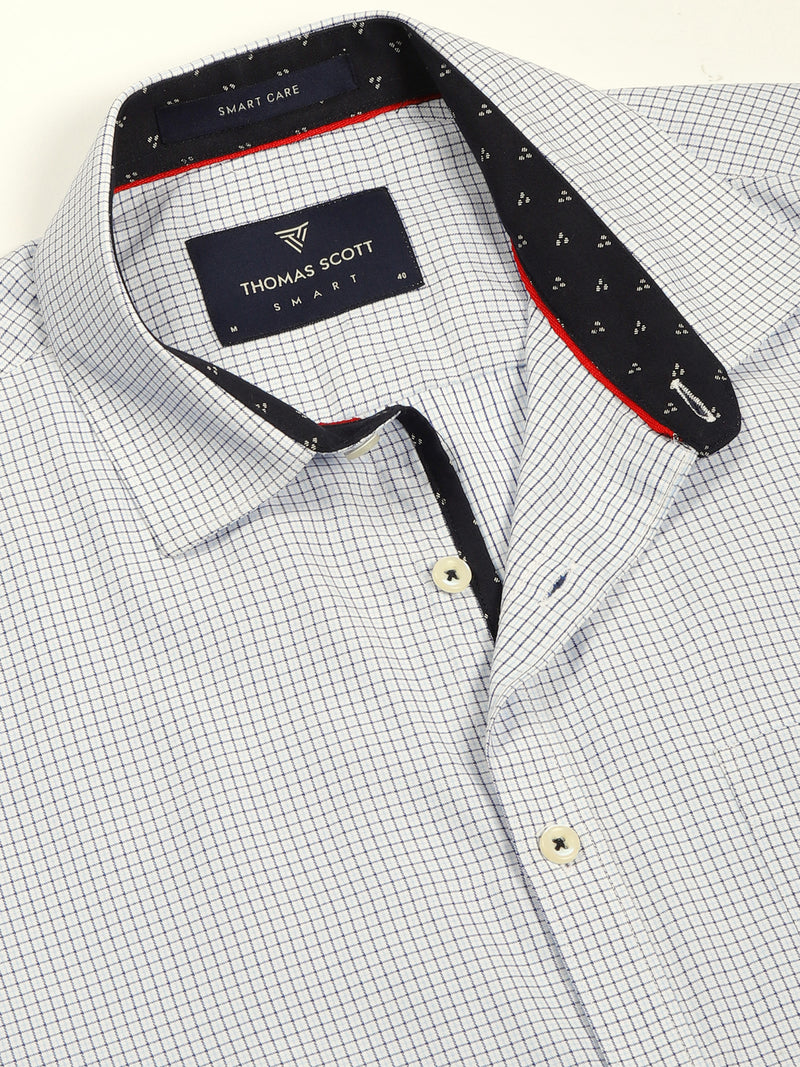 Thomas Scott Men Smart Gingham Checks Opaque Checked Formal Shirt