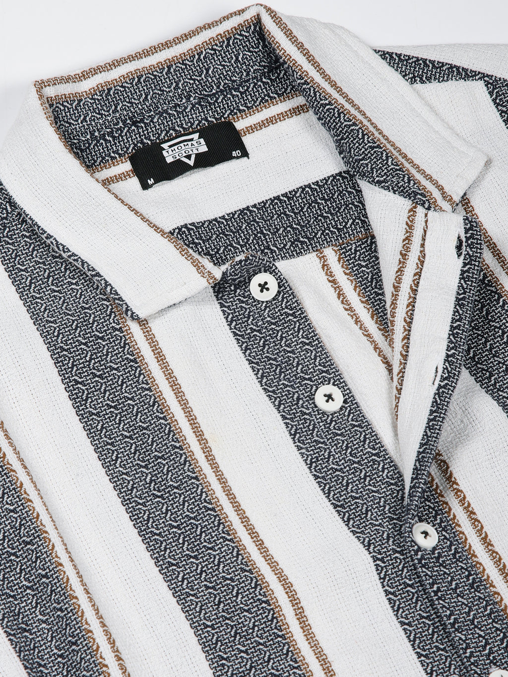 Thomas Scott Men Premium Slim Fit Opaque Striped Casual Shirt