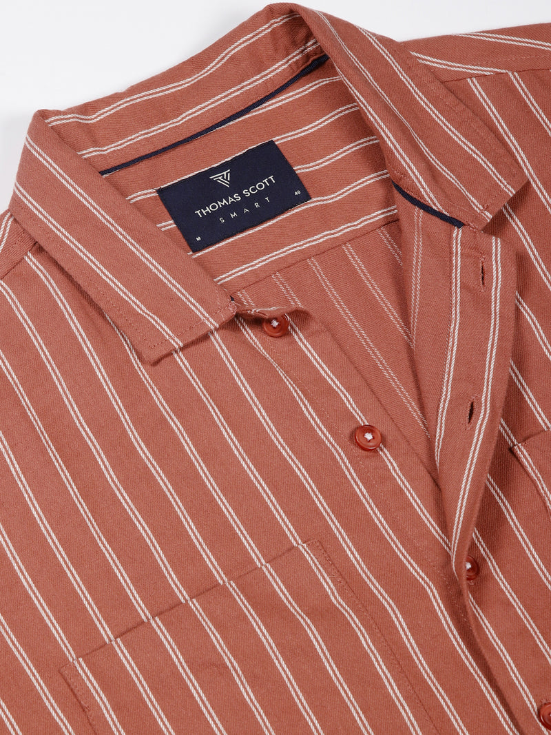 Thomas Scott Men Premium Slim Fit Opaque Striped Casual Shirt