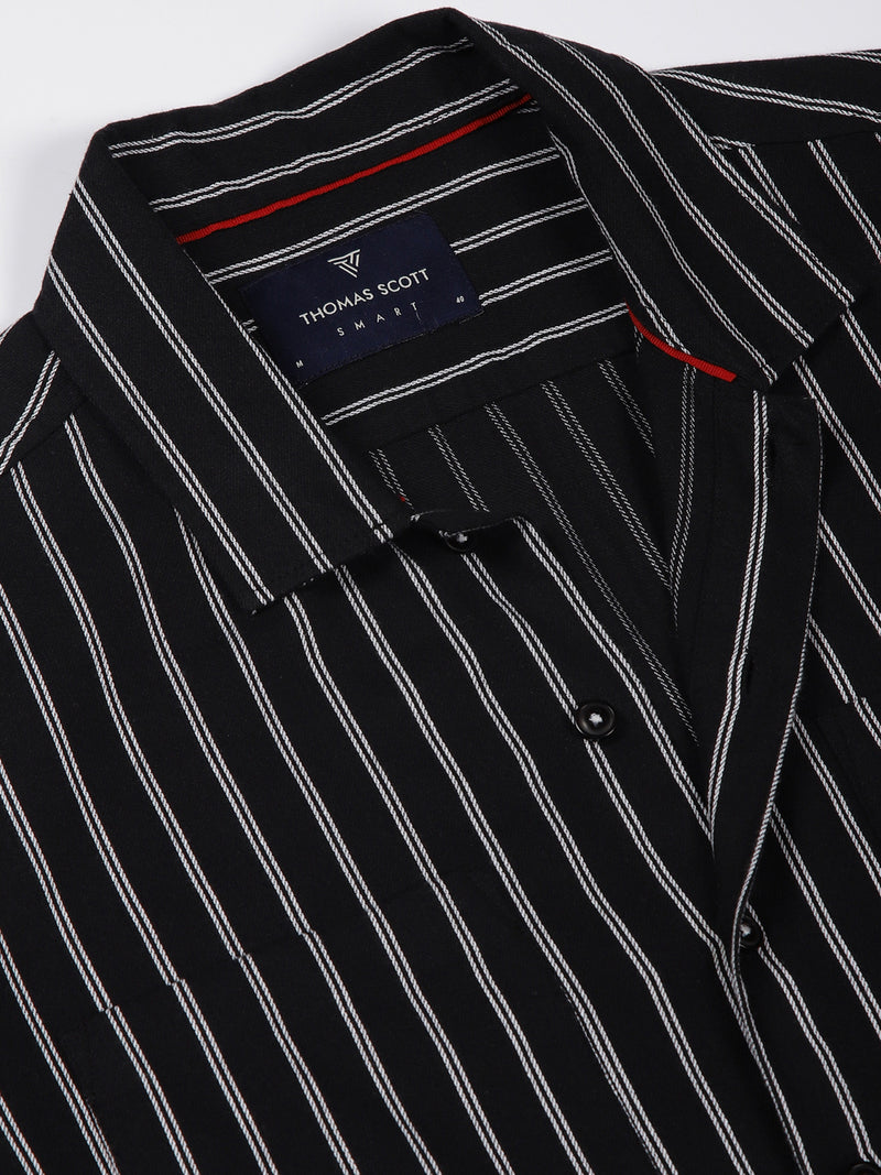 Thomas Scott Men Premium Slim Fit Opaque Striped Casual Shirt