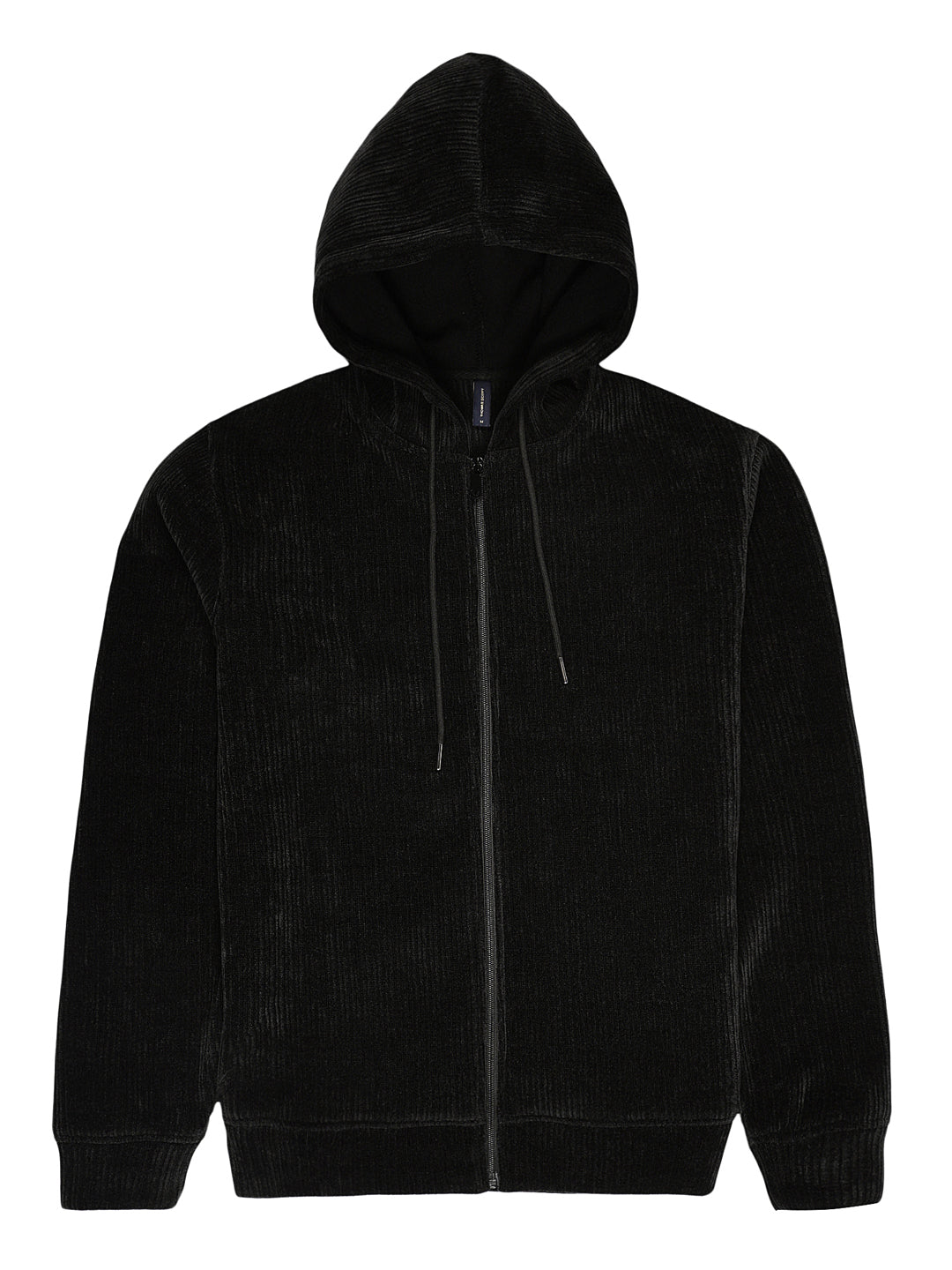Black Regular Fit Long Sleeves Solid Jacket