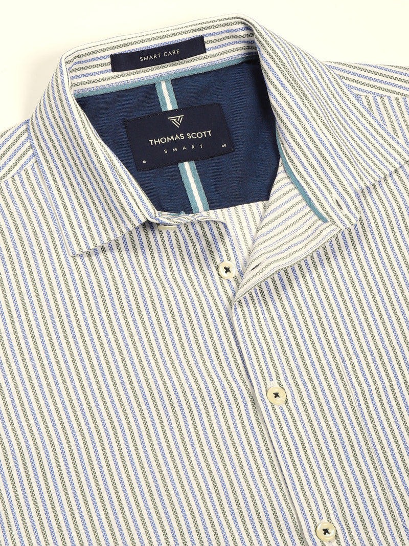 Thomas Scott Men Smart Pinstripes Opaque Striped Formal Shirt