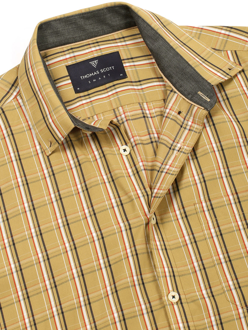 Thomas Scott Men Smart Tartan Checks Opaque Checked Formal Shirt