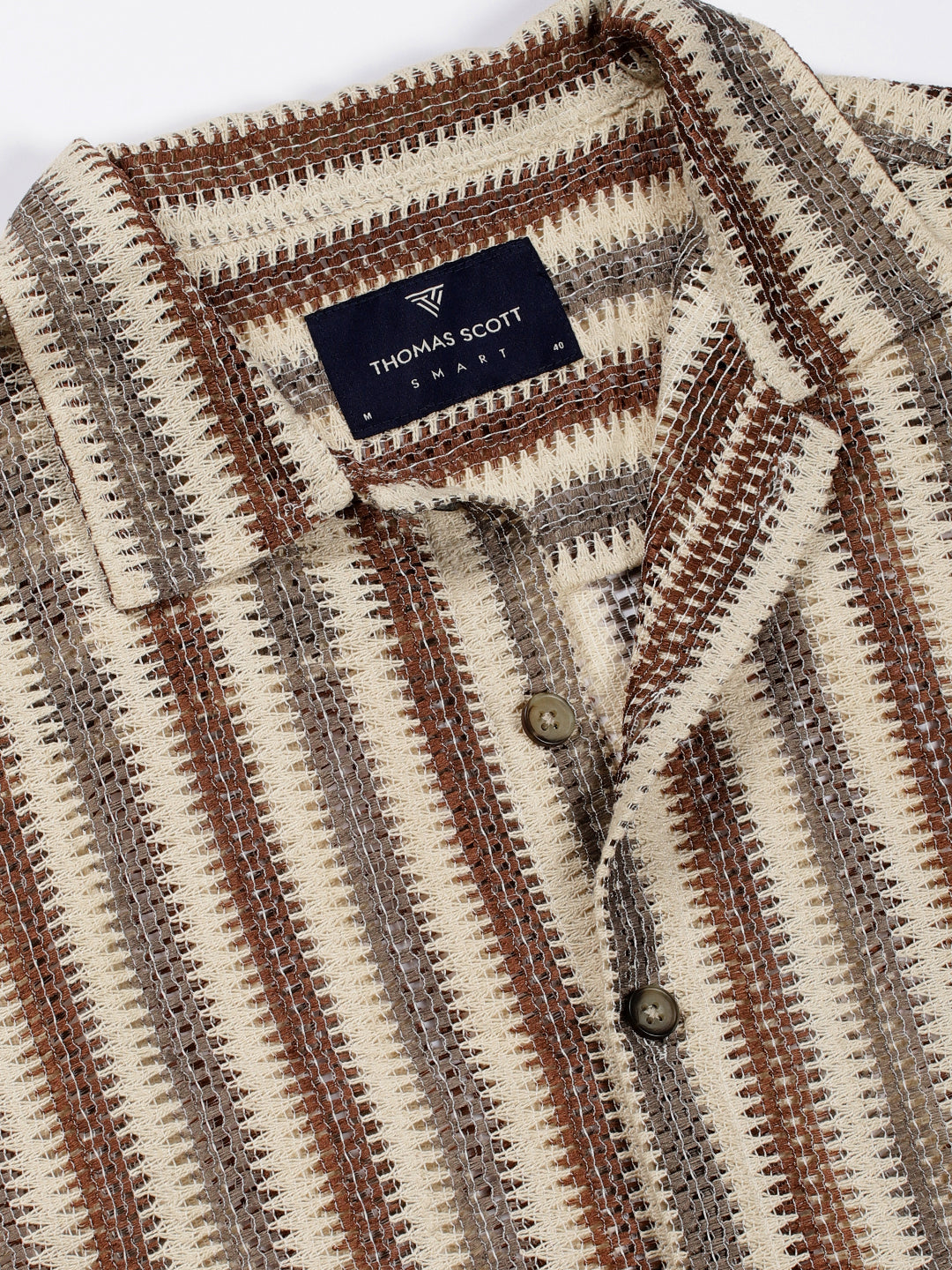 Thomas Scott Men Premium Slim Fit Opaque Striped Casual Shirt