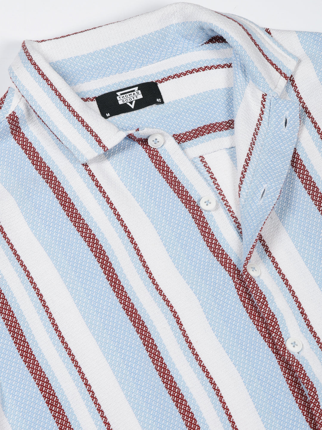 Thomas Scott Men Premium Slim Fit Opaque Striped Casual Shirt