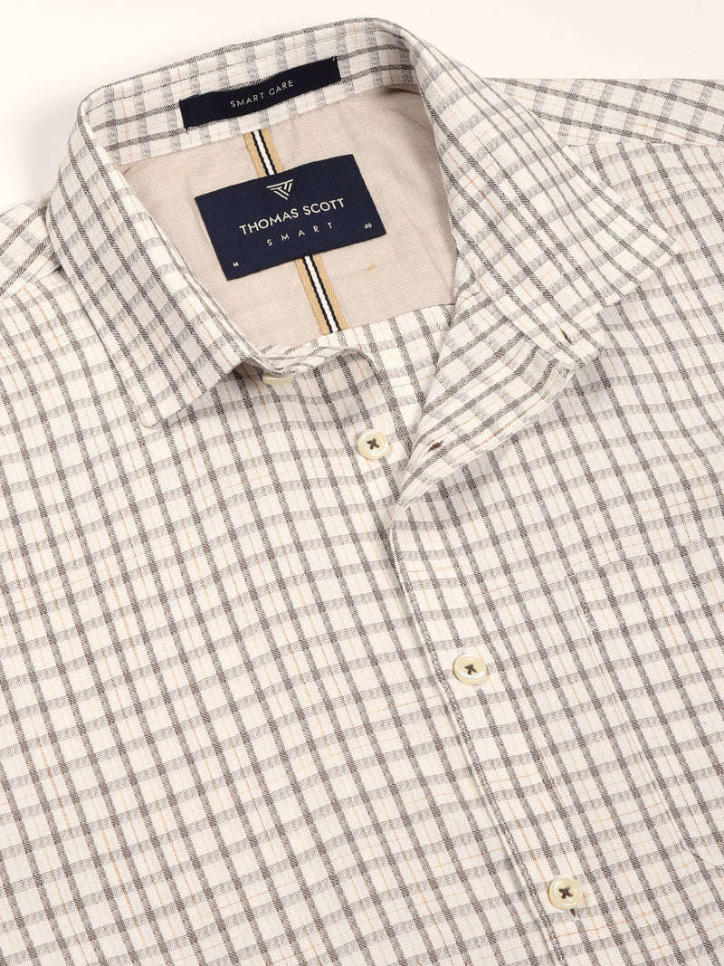 Thomas Scott Men Smart Tartan Checks Opaque Checked Formal Shirt