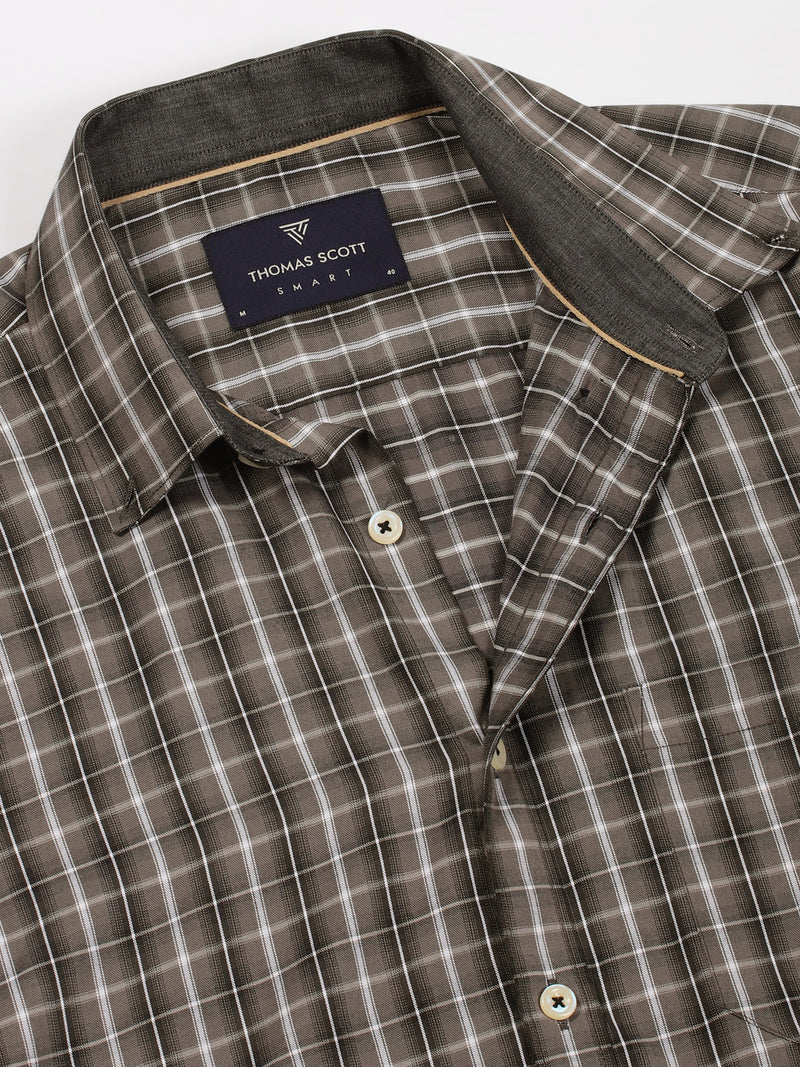 Thomas Scott Men Smart Tartan Checks Opaque Checked Formal Shirt