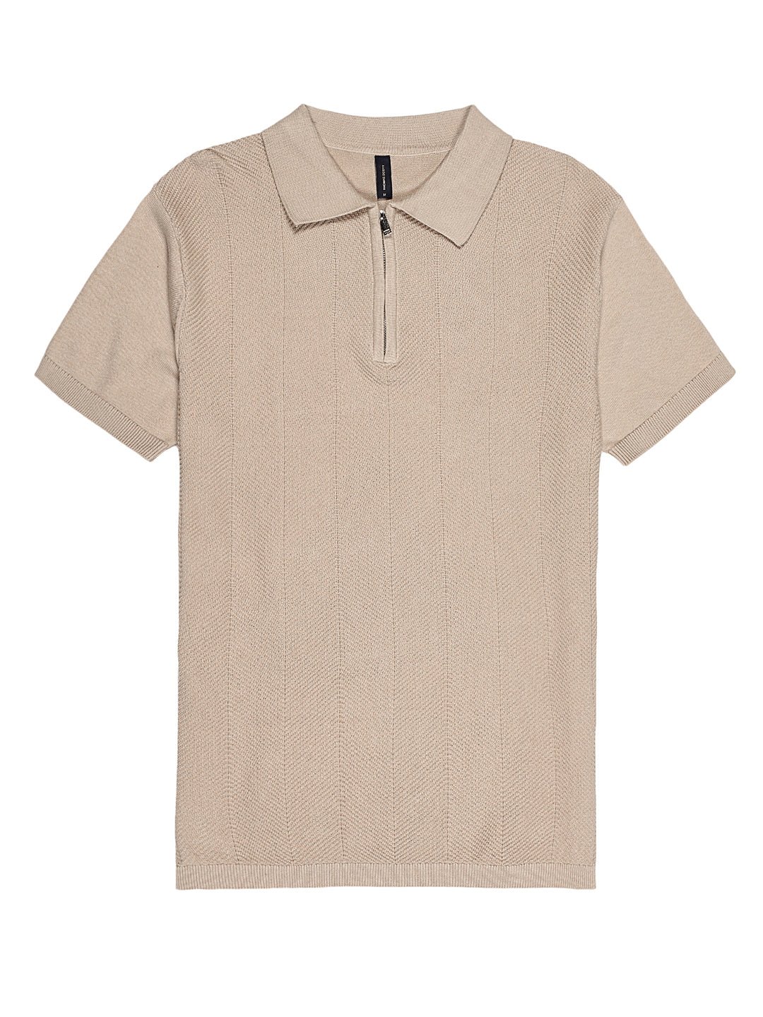 Thomas Scott Men Self Design Polo Collar Cotton T-shirt