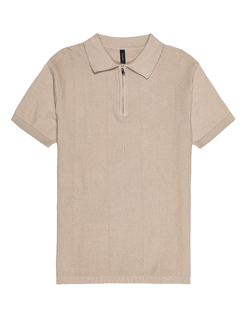 Thomas Scott Men Self Design Polo Collar Cotton T-shirt