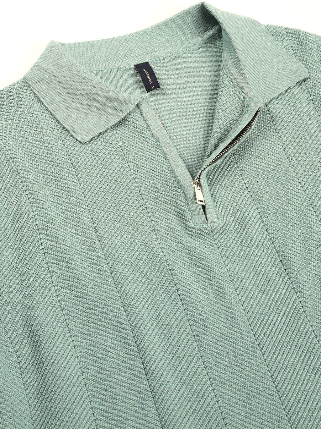 Thomas Scott Men Bio Finish Self Design Polo Collar Cotton T-shirt