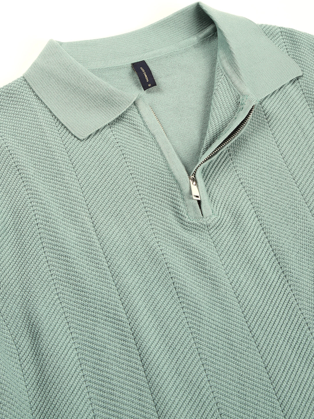 Thomas Scott Men Bio Finish Self Design Polo Collar Cotton T-shirt
