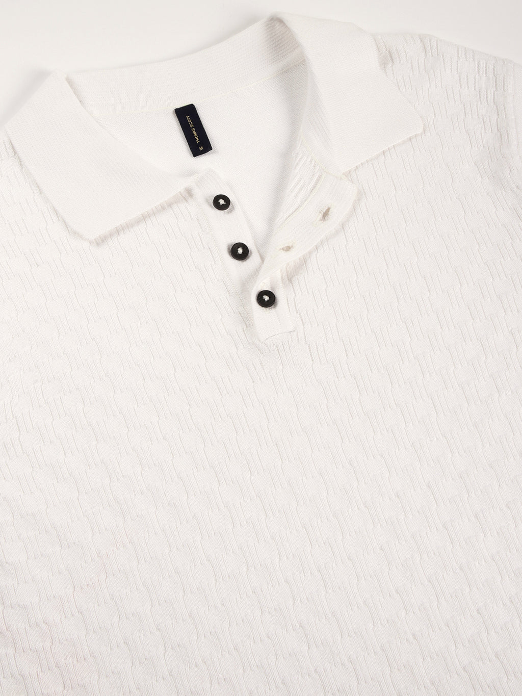 Thomas Scott Men Bio Finish Self Design Polo Collar Cotton T-shirt
