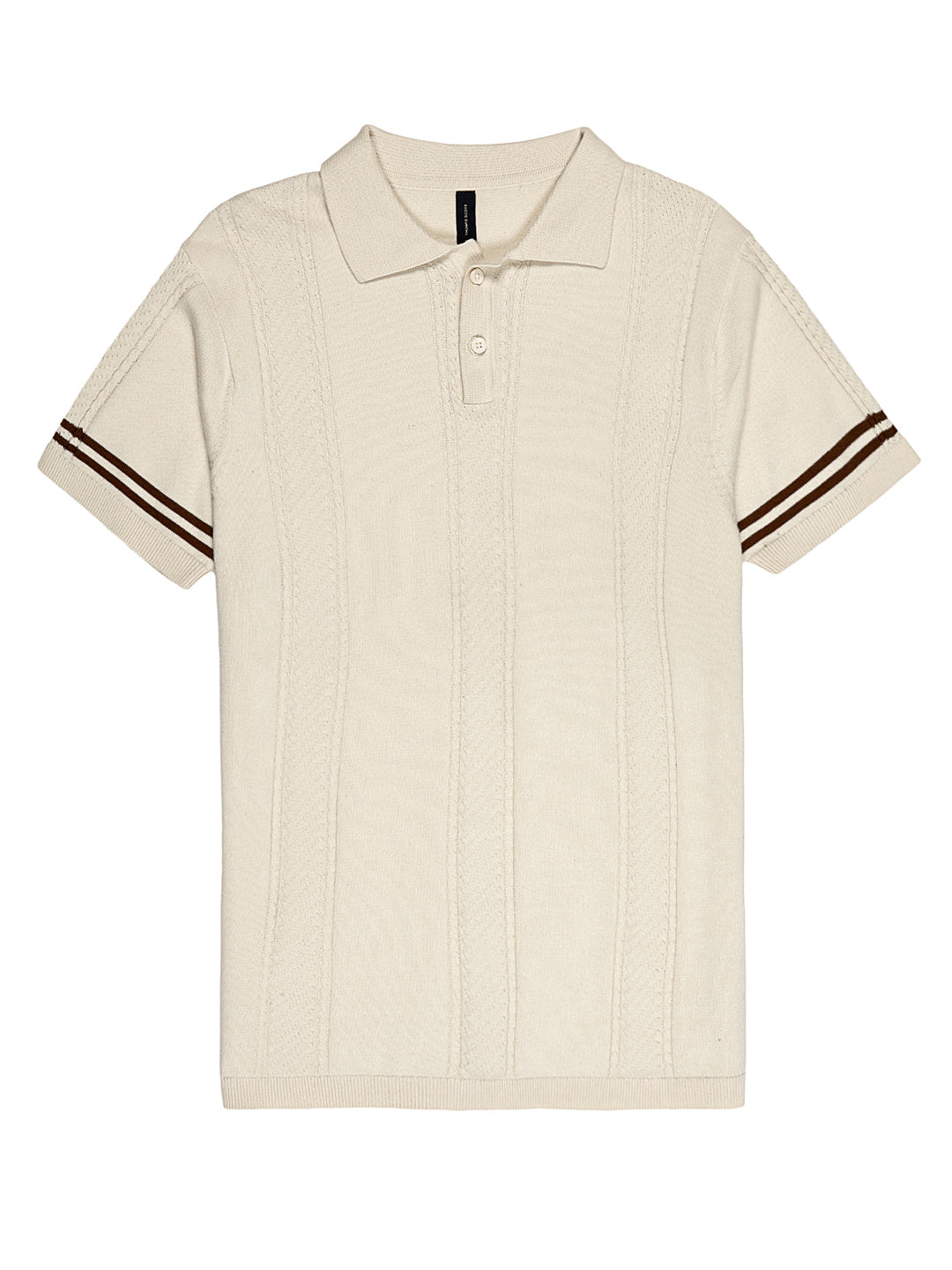 Thomas Scott Men Self Design Polo Collar Cotton T-shirt