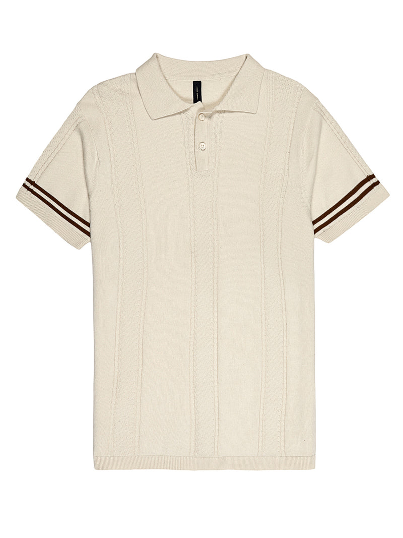 Thomas Scott Men Self Design Polo Collar Cotton T-shirt