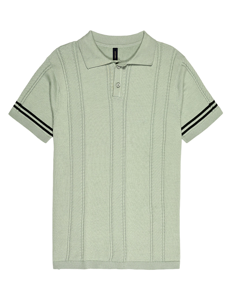 Thomas Scott Men Self Design Polo Collar Cotton T-shirt