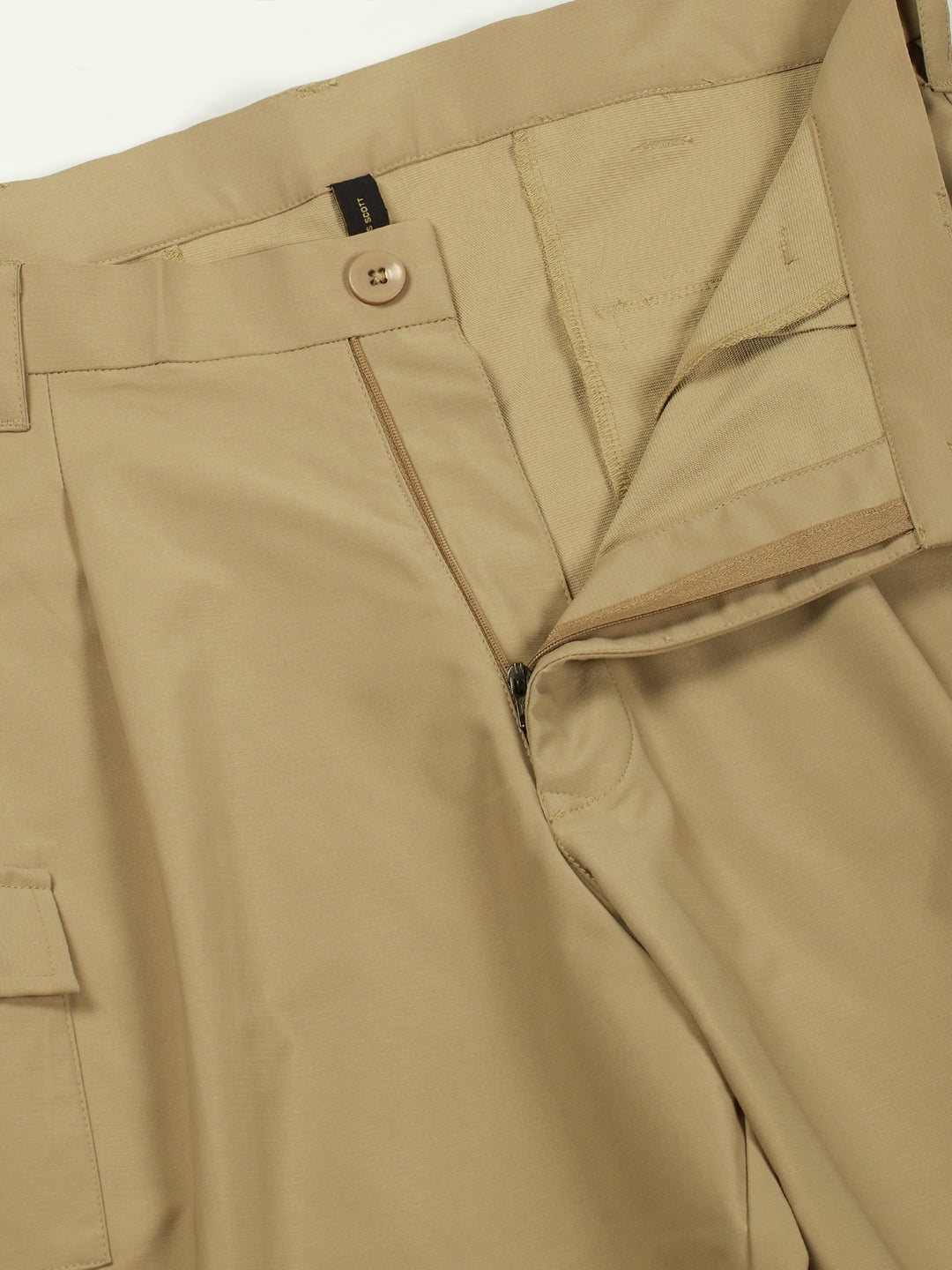 Thomas Scott Men Smart Loose Fit Mid-Rise Easy Wash Pleated Cargos Trousers