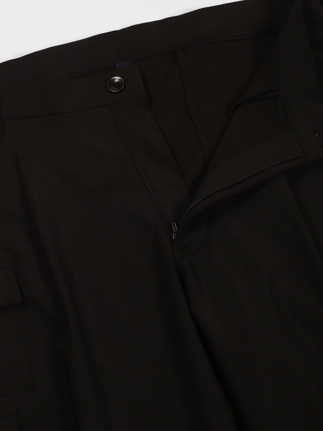 Thomas Scott Men Smart Loose Fit Mid-Rise Easy Wash Pleated Cargos Trousers