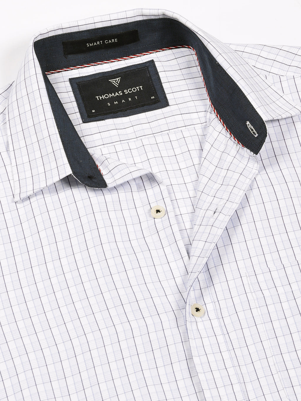 Thomas Scott Men Smart Gingham Checks Opaque Checked Formal Shirt