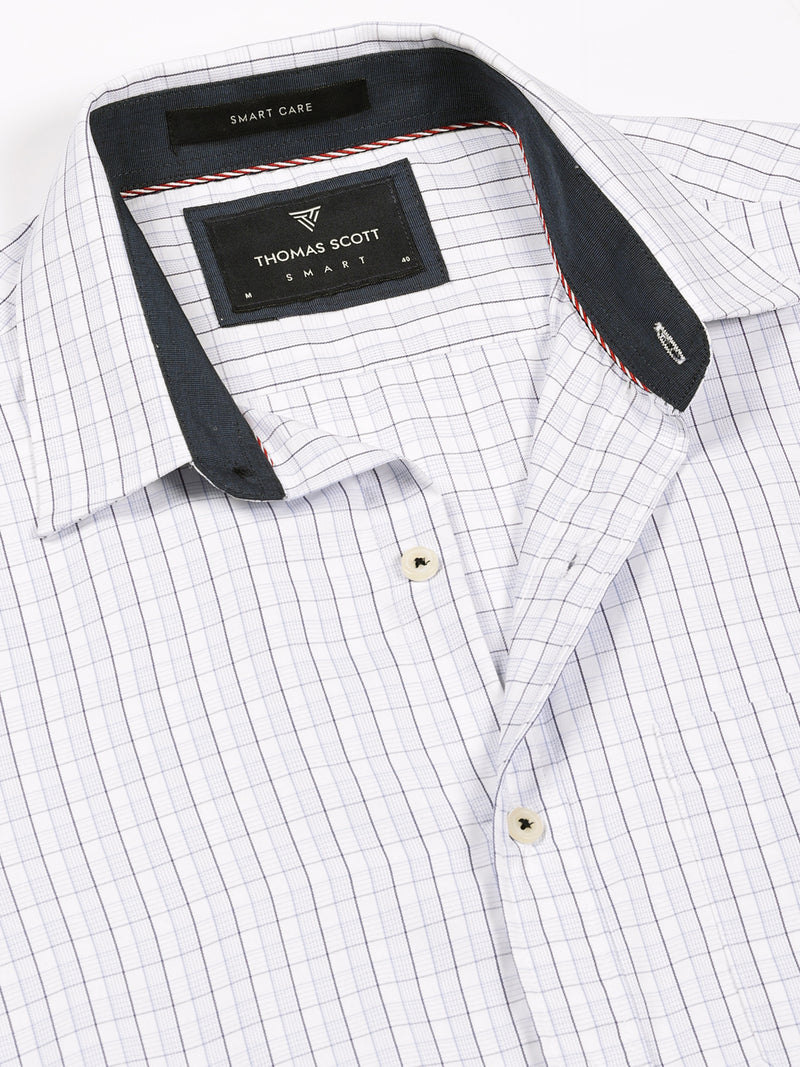 Thomas Scott Men Smart Gingham Checks Opaque Checked Formal Shirt