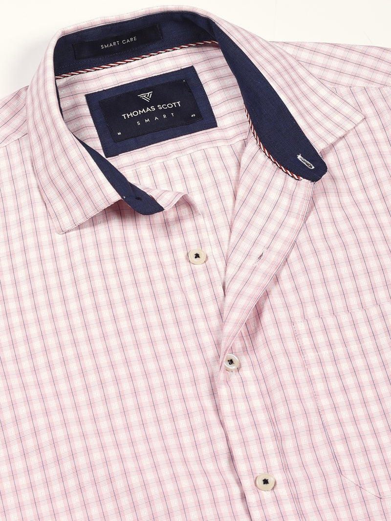 Thomas Scott Men Smart Gingham Checks Opaque Checked Formal Shirt