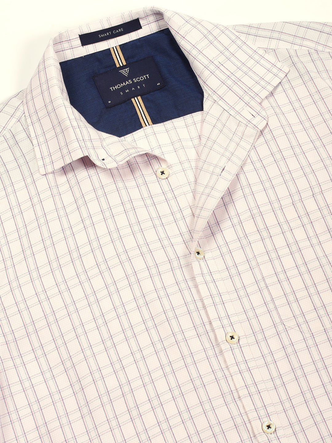 Thomas Scott Men Smart Windowpane Checks Opaque Checked Formal Shirt