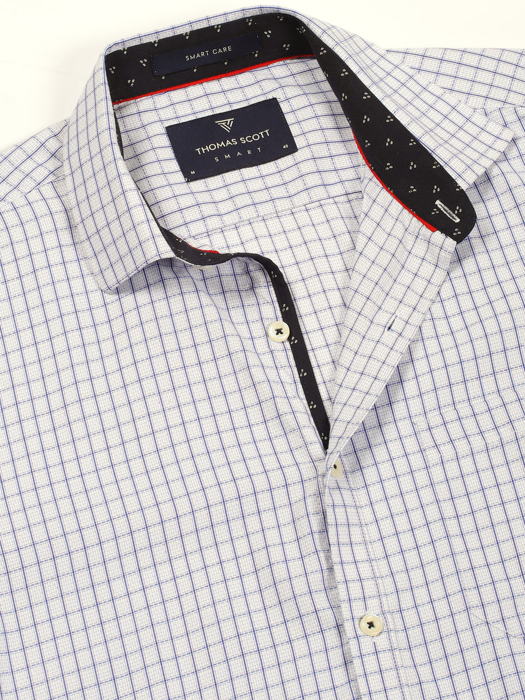 Thomas Scott Men Smart Gingham Checks Opaque Checked Formal Shirt