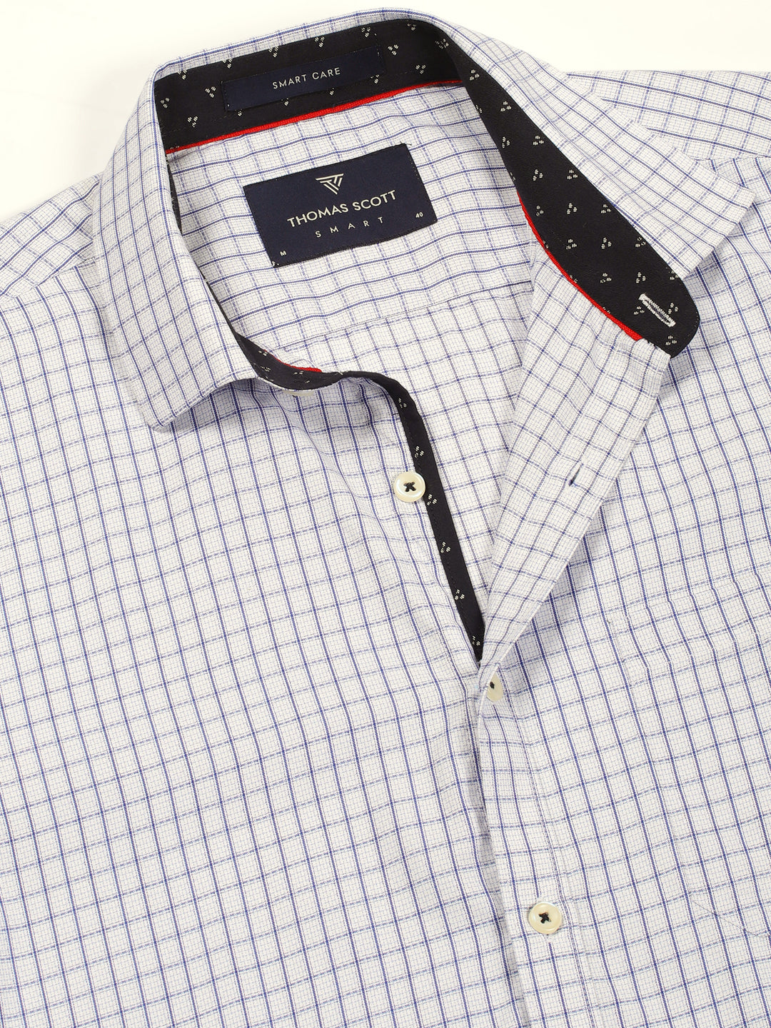 Thomas Scott Men Smart Gingham Checks Opaque Checked Formal Shirt