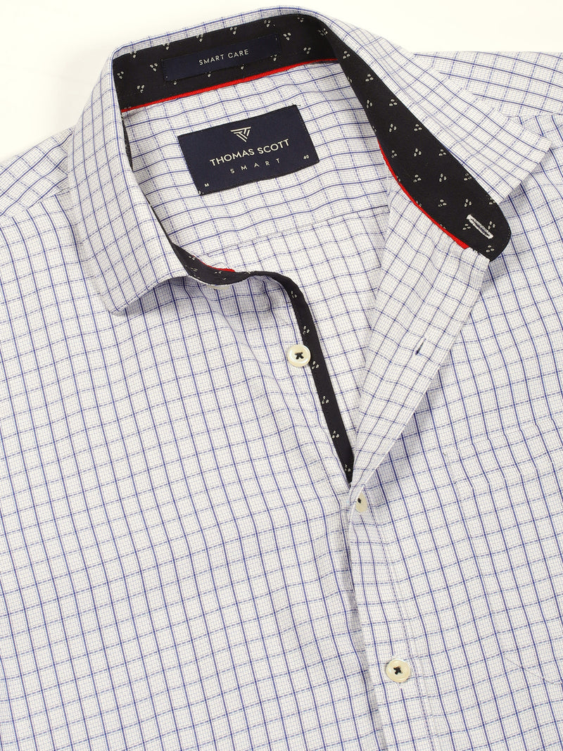 Thomas Scott Men Smart Gingham Checks Opaque Checked Formal Shirt