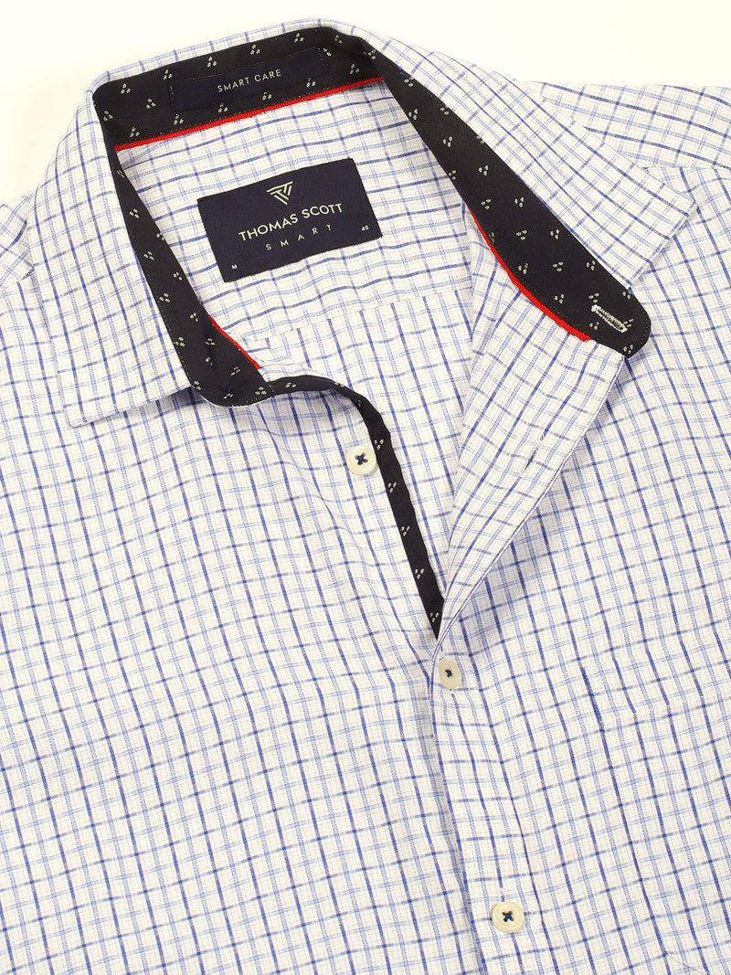 Thomas Scott Men Smart Gingham Checks Opaque Checked Formal Shirt