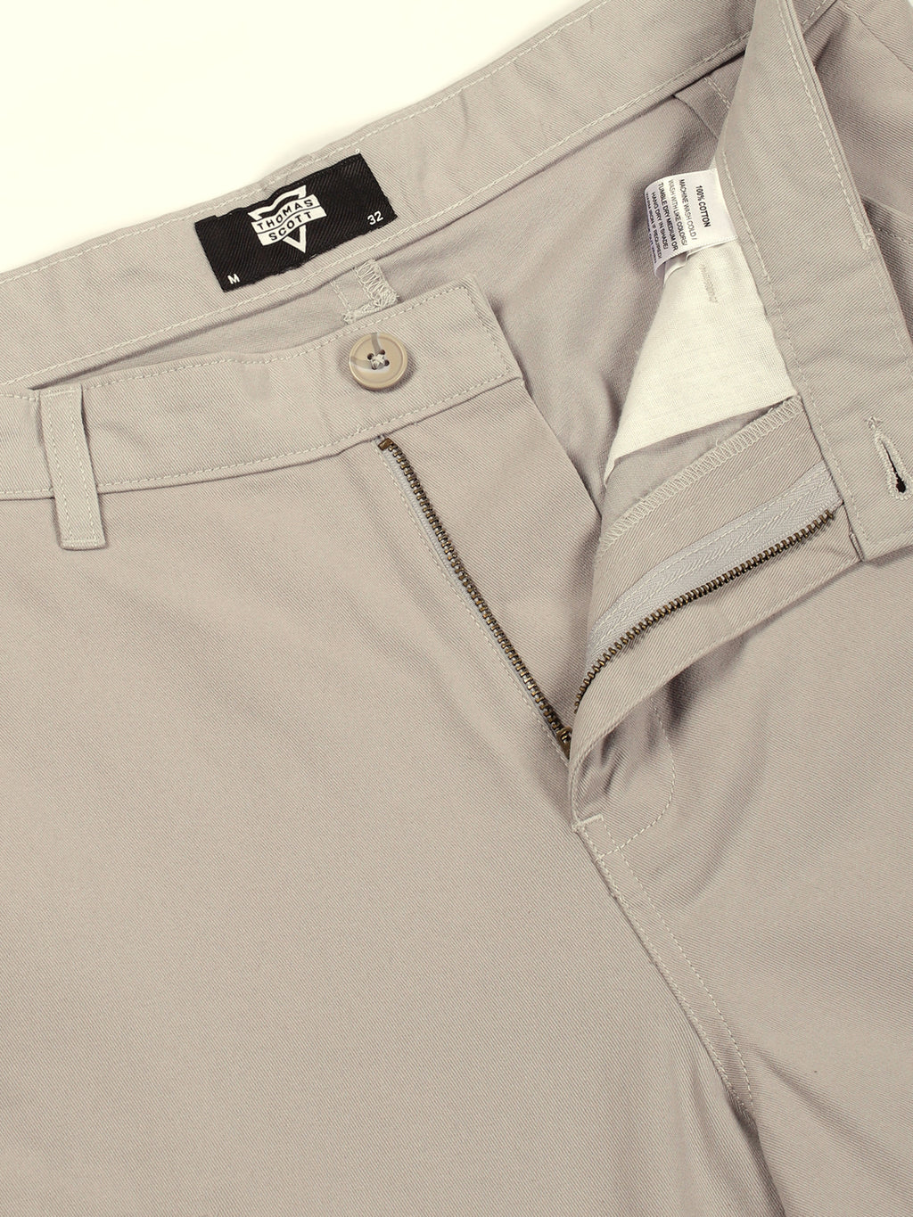 Thomas Scott Men Pure Cotton Classic Straight Fit Easy Wash Cargos Trousers