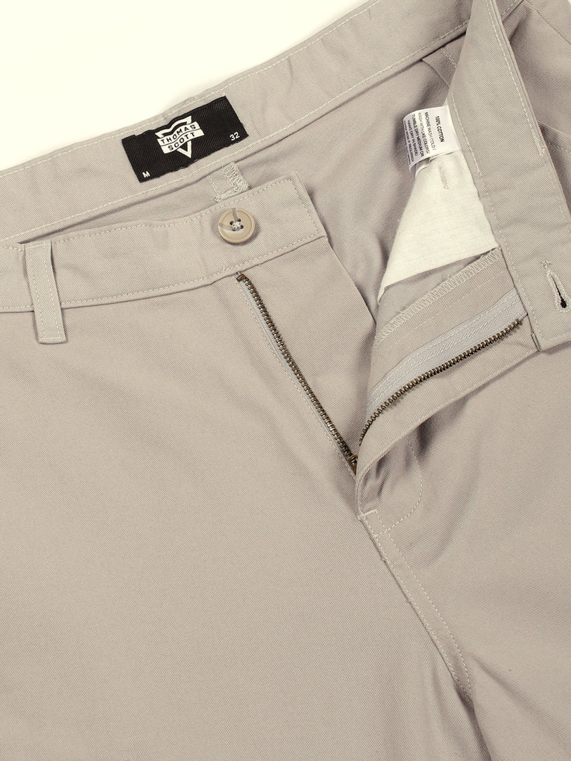 Thomas Scott Men Pure Cotton Classic Straight Fit Easy Wash Cargos Trousers