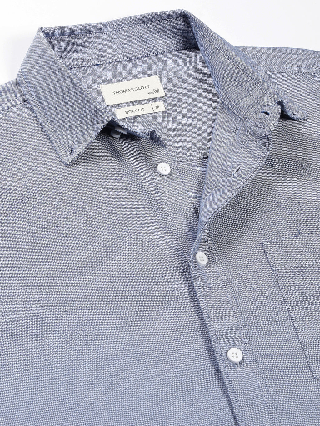 Thomas Scott Men Button-Down Collar Premium Regular Opaque Cotton Casual Shirt