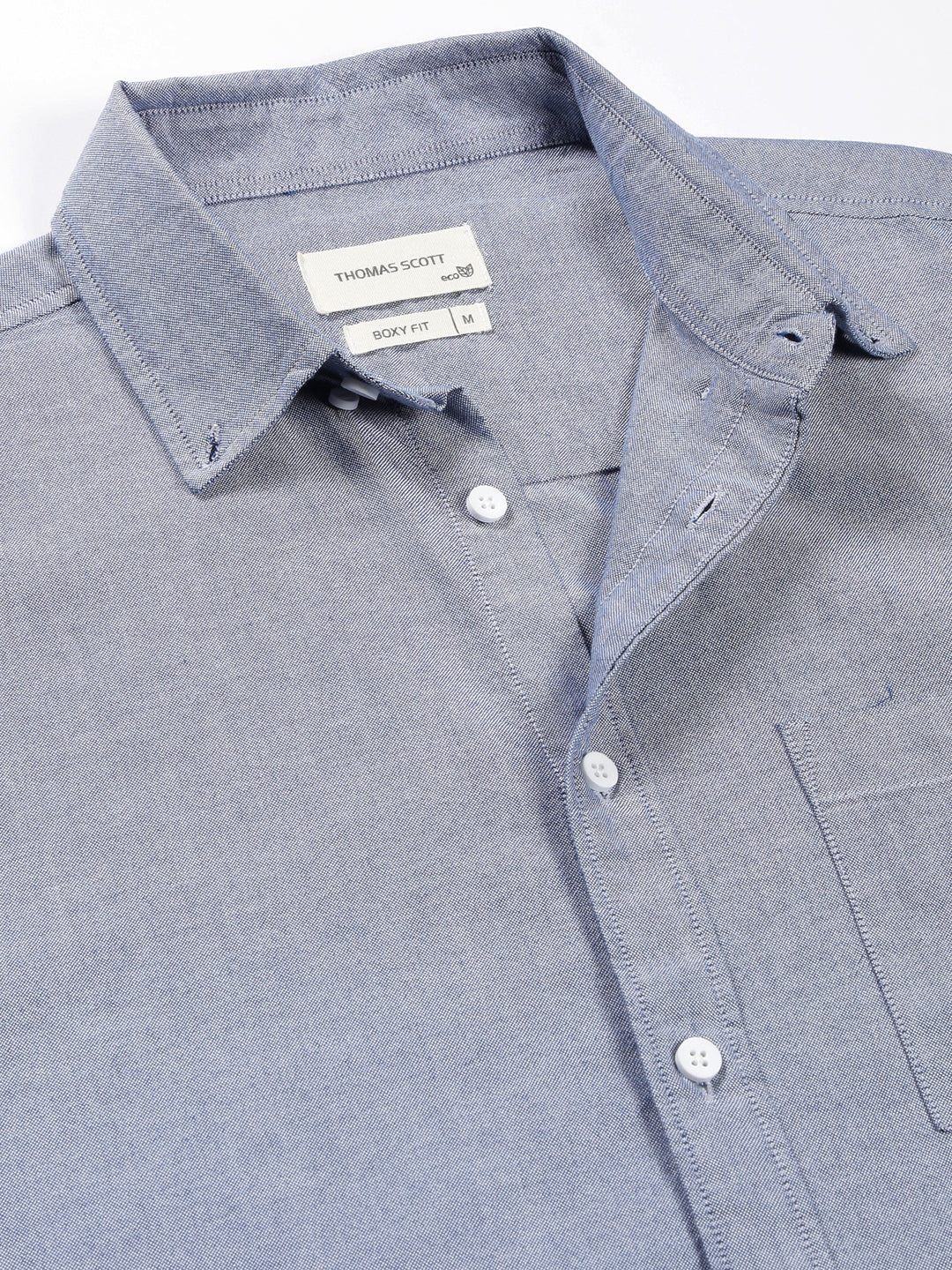 Thomas Scott Men Button-Down Collar Premium Regular Opaque Cotton Casual Shirt