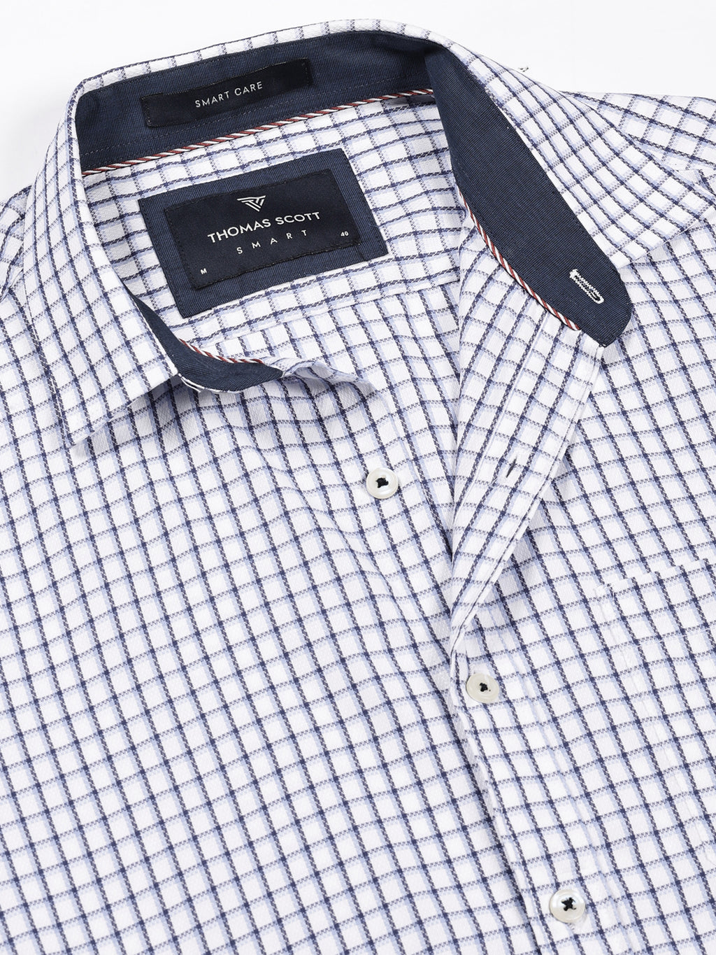 Thomas Scott Men Smart Gingham Checks Opaque Checked Formal Shirt