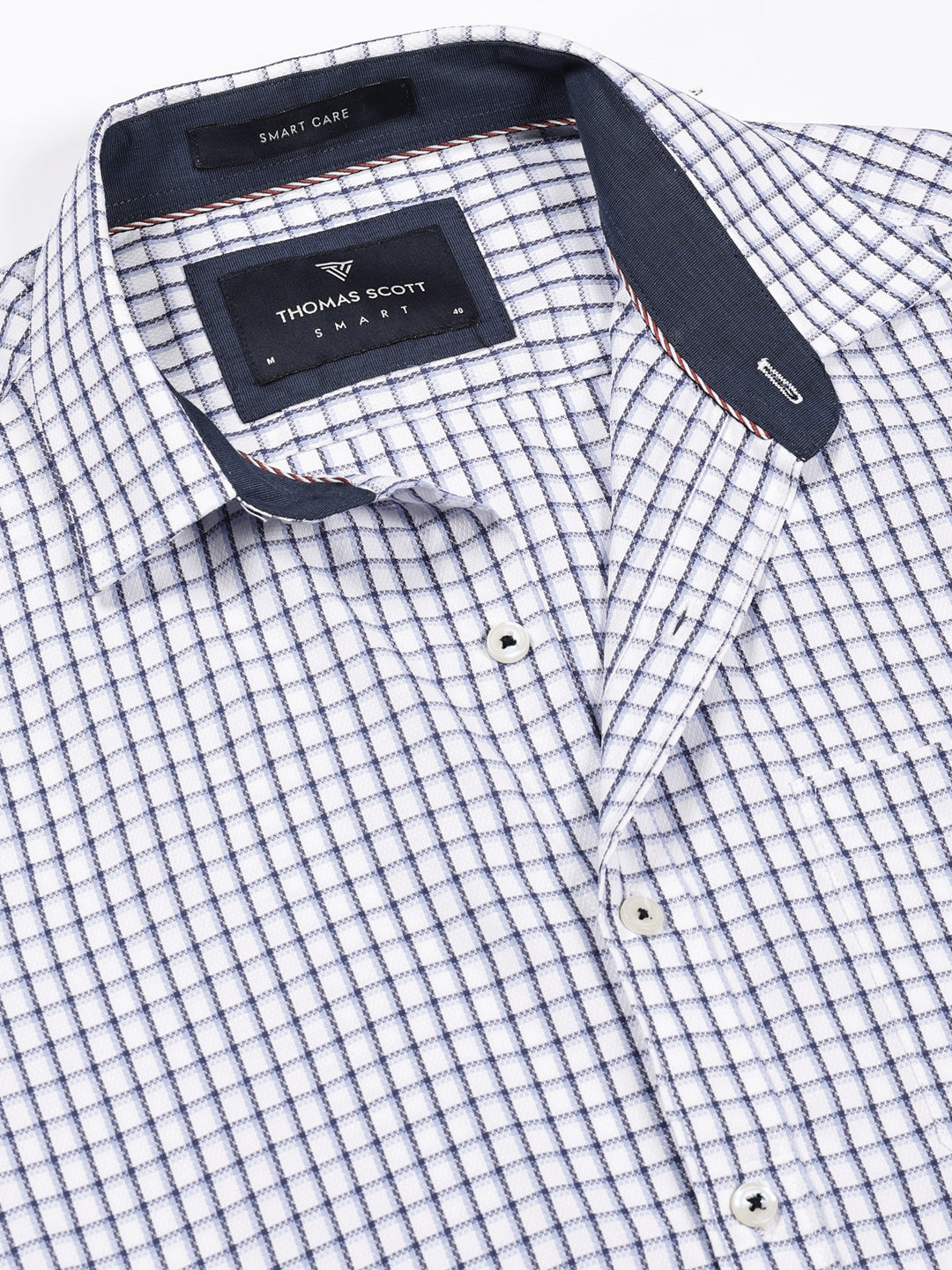 Thomas Scott Men Smart Gingham Checks Opaque Checked Formal Shirt