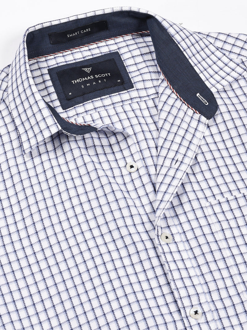 Thomas Scott Men Smart Gingham Checks Opaque Checked Formal Shirt