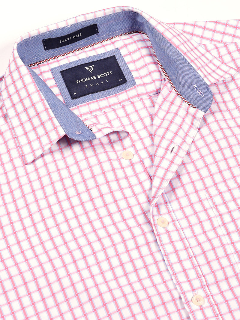 Thomas Scott Men Smart Gingham Checks Opaque Checked Formal Shirt