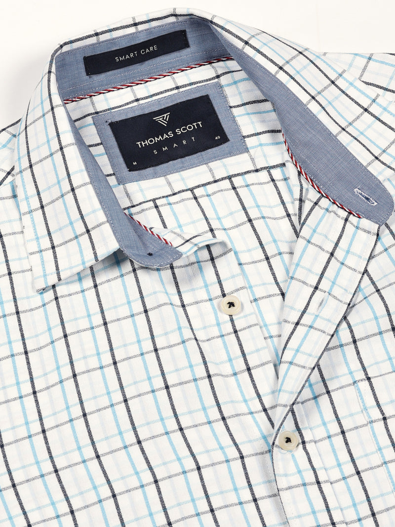 Thomas Scott Men Smart Tartan Checks Opaque Checked Formal Shirt