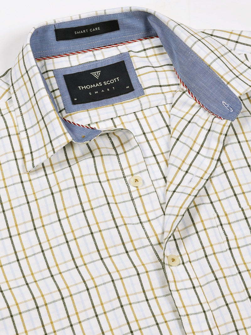Thomas Scott Men Smart Tartan Checks Opaque Checked Formal Shirt
