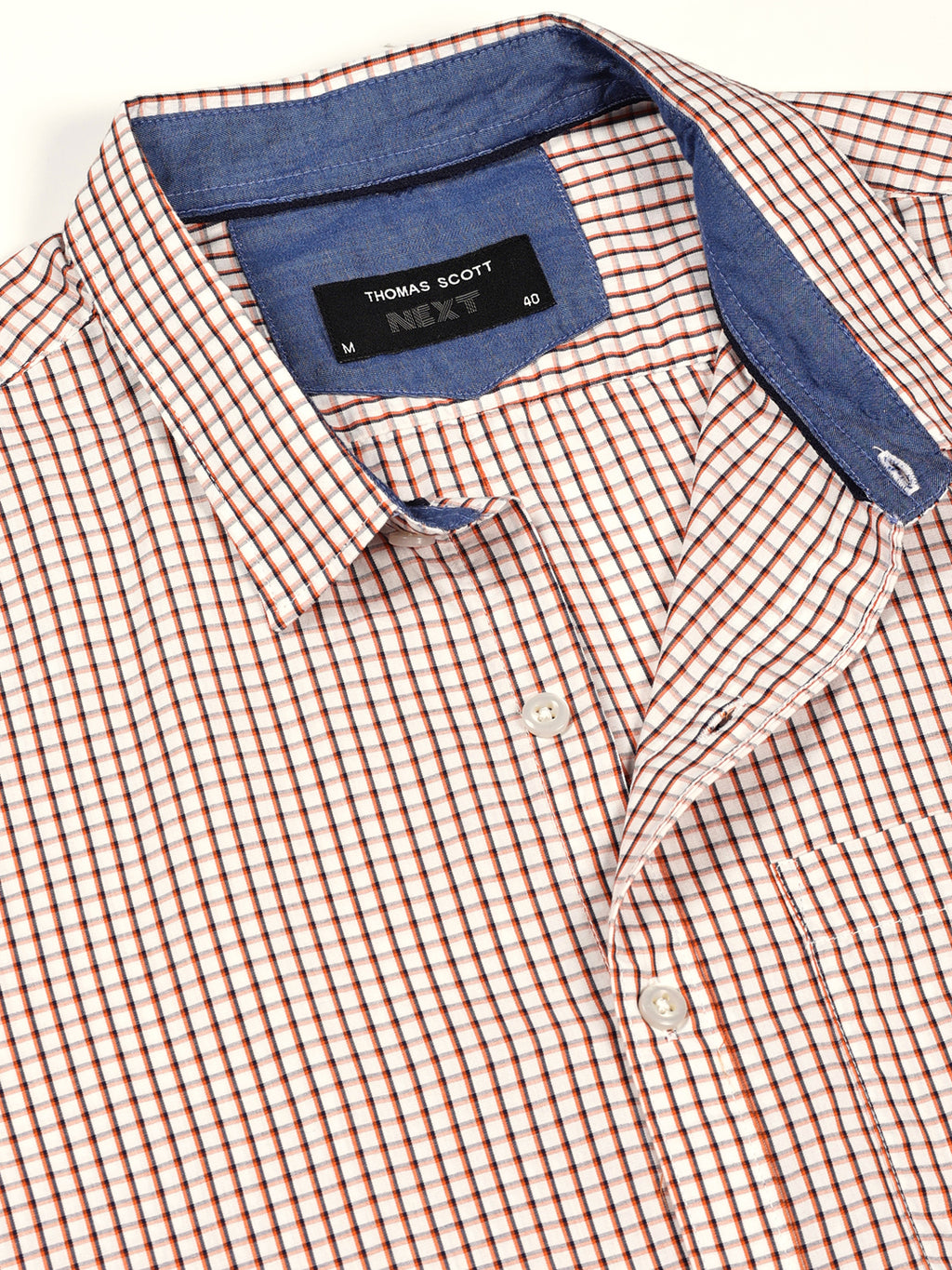 Thomas Scott Men Smart Spread Collar Micro Checked Cotton Slim Fit Casual Shirt