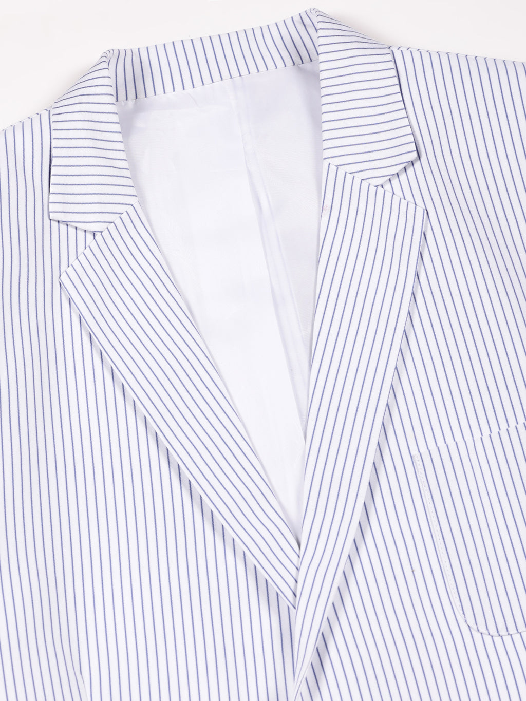 Thomas Scott Men White2 Slim Fit Striped Notched Lapel Collar Single-Breasted Blazer